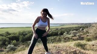 A fit girl was fucked right during her training session outdoors