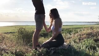 A fit girl was fucked right during her training session outdoors