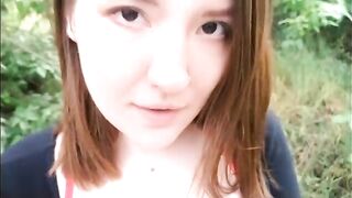 A hot girl met a guy in the street and got fucked outdoors