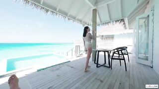 Passionate morning sex in paradise with a stunning teen, featuring intense POV action