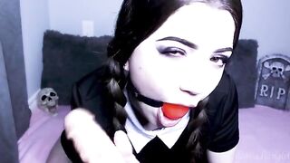 Wednesday Addams gets fucked by a dildo on cam - lilcanadiangirl