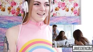 Carly Rae Summers reacts to a wild and intense doggystyle scene