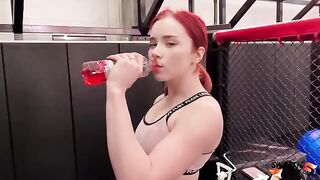 Trainer fucked red-hair girl hard in gym