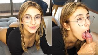 A girl with cute face has succeeded in taking a huge dick