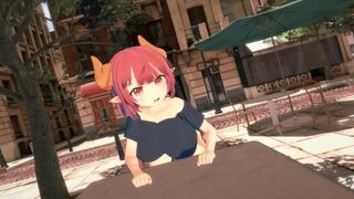 Hentai with Kobayashi and Iruru in 3D date