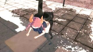 Hentai with Kobayashi and Iruru in 3D date