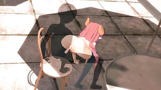 Hentai with Kobayashi and Iruru in 3D date