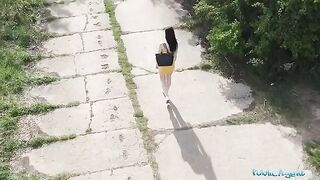 Public Agent spies on a babe taking a piss with his drone and fucks her