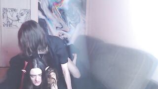 The couple has a little playtime with their favorite toy, reaching intense heights