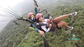 Colombian beauty Mariana Martix squirts while paragliding in the middle of nowhere
