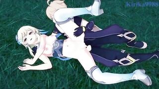 Aether and Lumine fuck in the meadow at night