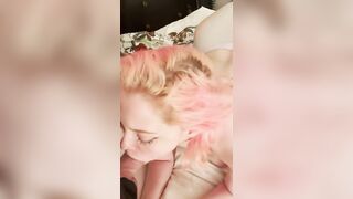 A woman became a cum mouth after a sloppy blowjob for her husband