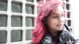German college girl Ria Red gets picked up and fucked rough