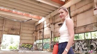 Tall and long legs blonde Verena Maxima gets fucked on the street by Public Agent