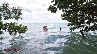 Babe has amazing sex right in the blue lagoon