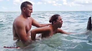 Babe has amazing sex right in the blue lagoon