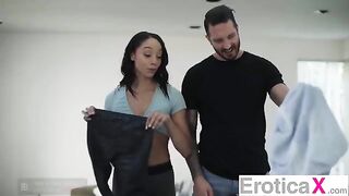 A couple enjoys each other with intense, sensual desire
