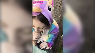 A girl ran away after getting fucked outdoors as a joke