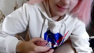 The couple was reading when the baby pulled her panties off