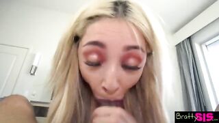 Guy shaped dick in the mouth of a step-sister who can't get enough