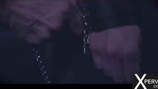 The petite beauties are tied up and flogged before being fucked hard