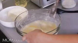 The stepson punished the stepmom and her girlfriend for cheating in the kitchen