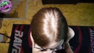 The perverted student got her glasses full of sperm after doing a blowjob