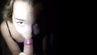 Cutie Mona Blue gets her throat filled with cum in a risky public encounter