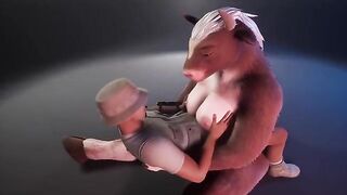 Furry cow takes the milk of a tired ranger