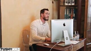 Nancy satisfies her anal sex fantasy with hot coworker