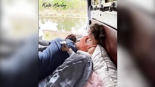 Camping in nature, sweet and gentle sex with a vibrator - a real orgasm
