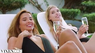 Two dream girls Agatha, Freya and Lika in a passionate foursome on Vixen