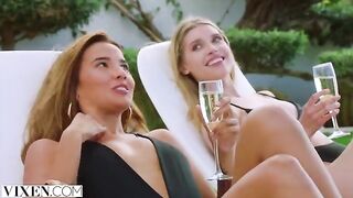Two dream girls Agatha, Freya and Lika in a passionate foursome on Vixen