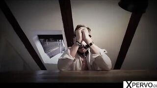Two step sisters share their new sex slave in a hot threesome