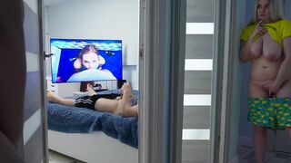 A stepdaughter is being naughty in front of her stepdad in part 2
