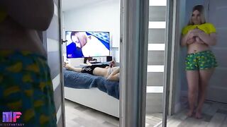 A stepdaughter is being naughty in front of her stepdad in part 2