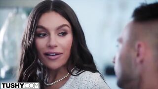 Gorgeous brunette April tries anal for the first time