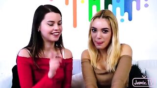 Two cute girls share a big dick in an intense threesome with Nico Nice