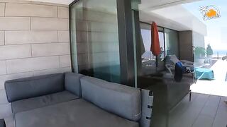 The blonde tattooed girl in socks fucked by her boyfriend