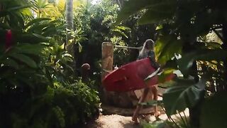 The couple has sex on the beach and gets very excited