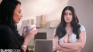 The strict teacher Anissa gave a lesson to her student Violet in a steamy SLAYED scene