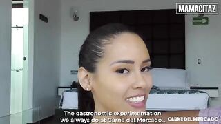 Brunette beauty Andreina De Luxe shakes big cock with perfect ass