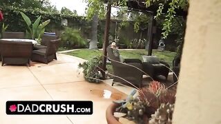 Fit teen lets pervert stepdad finger and fuck her by the pool