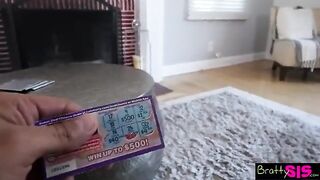 Pervert stepbrother forced petite slut to give him a blowjob