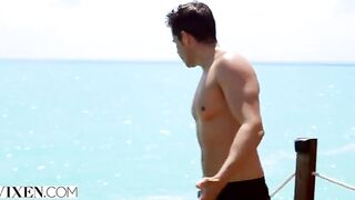 Petite brunette Gianna Dior fucked on the beach in a hardcore scene