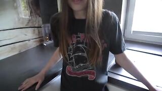 The guy is having fun with his sexy step-sister on camera