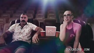 The house was empty, so I fucked the brunette in the theater