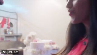 The girl is very jealous of her colleague’s success in baking