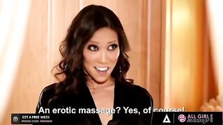 Mia Malkova gets fingered and eats pussy of sexy oiled Asian masseuse