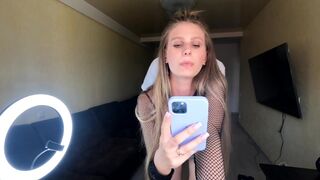 A hot blonde has sex right in front of the phone camera